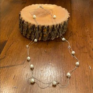 Costume, Silver, Crystal and Pearl Necklace